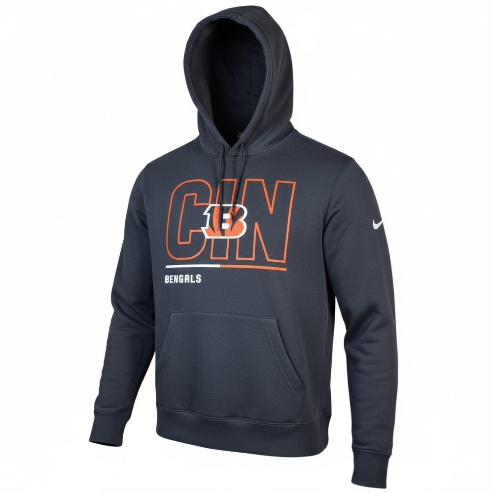 NWT Nike Cincinnati Bengals NFL Team Apparel City Code Club Black Hoodie, Mens S